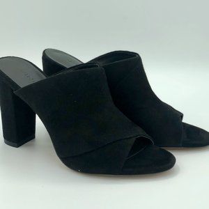 VINCE Cross Strap Suede Sandal Mules Black Size 6